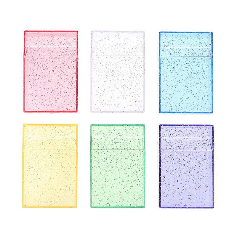 Clear Glitter Small Storage Box Kpop Photo Mini Card Holder Flip Lid Photo Case Small Stationery Card Holder Organizer