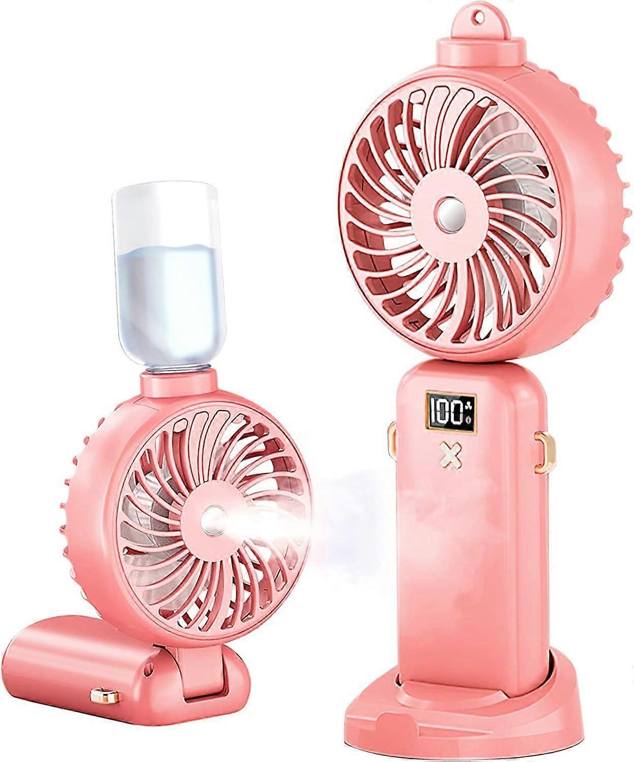 SBSGV Handheld Fan Portable Misting Fan, Rechargeable Personal Mister Fan with 5 Speeds 3000mAh Battery Operated Fan with Mist, LED Display, 90 Foldab