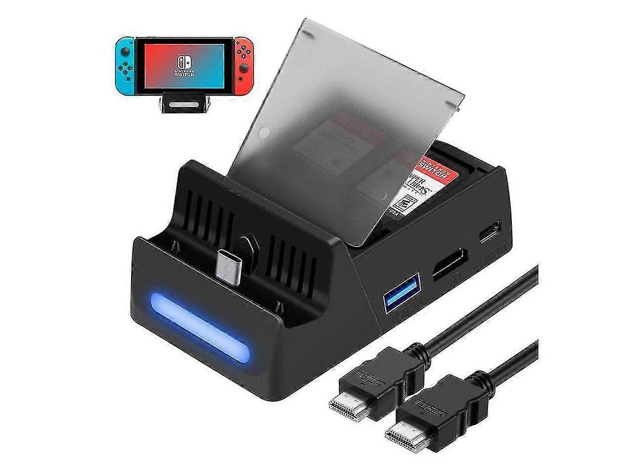 Switch Tv Dock With Hdmi Cable Portable Charger Station For Nintendo Switch With Usb 3.0 Port With 4 Gamecard Stores