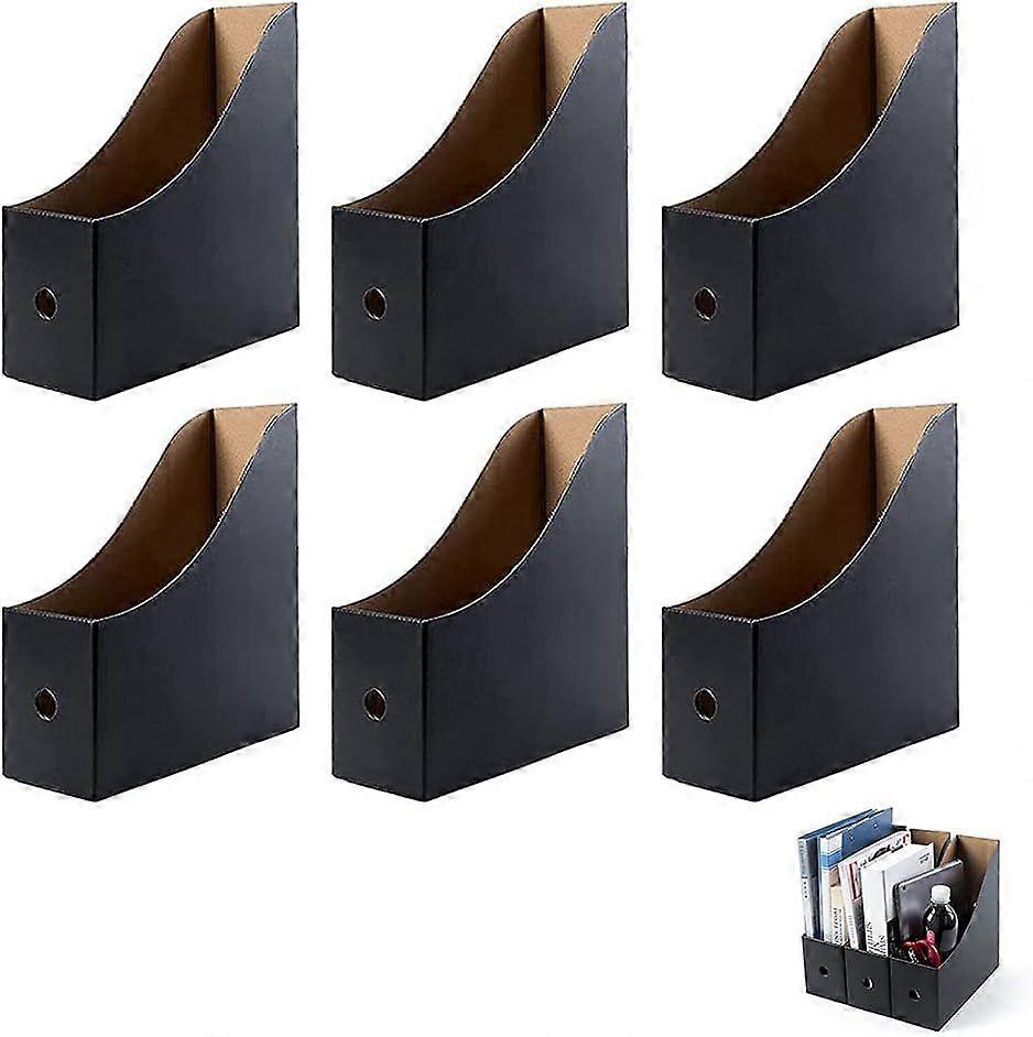 6 Pieces Magazine File Holder, Magazine Holder File Storage, Cardboard Magazine Holder, for Home Office File Storage, Black