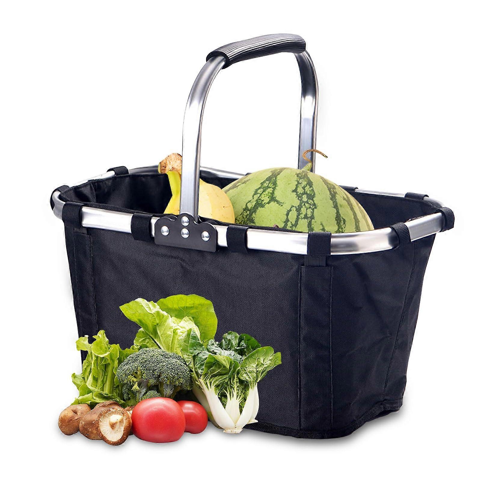 Basket with Handle, Collasiple Picnic Basket for 2, Foldable Picnic Baskets 26.7L