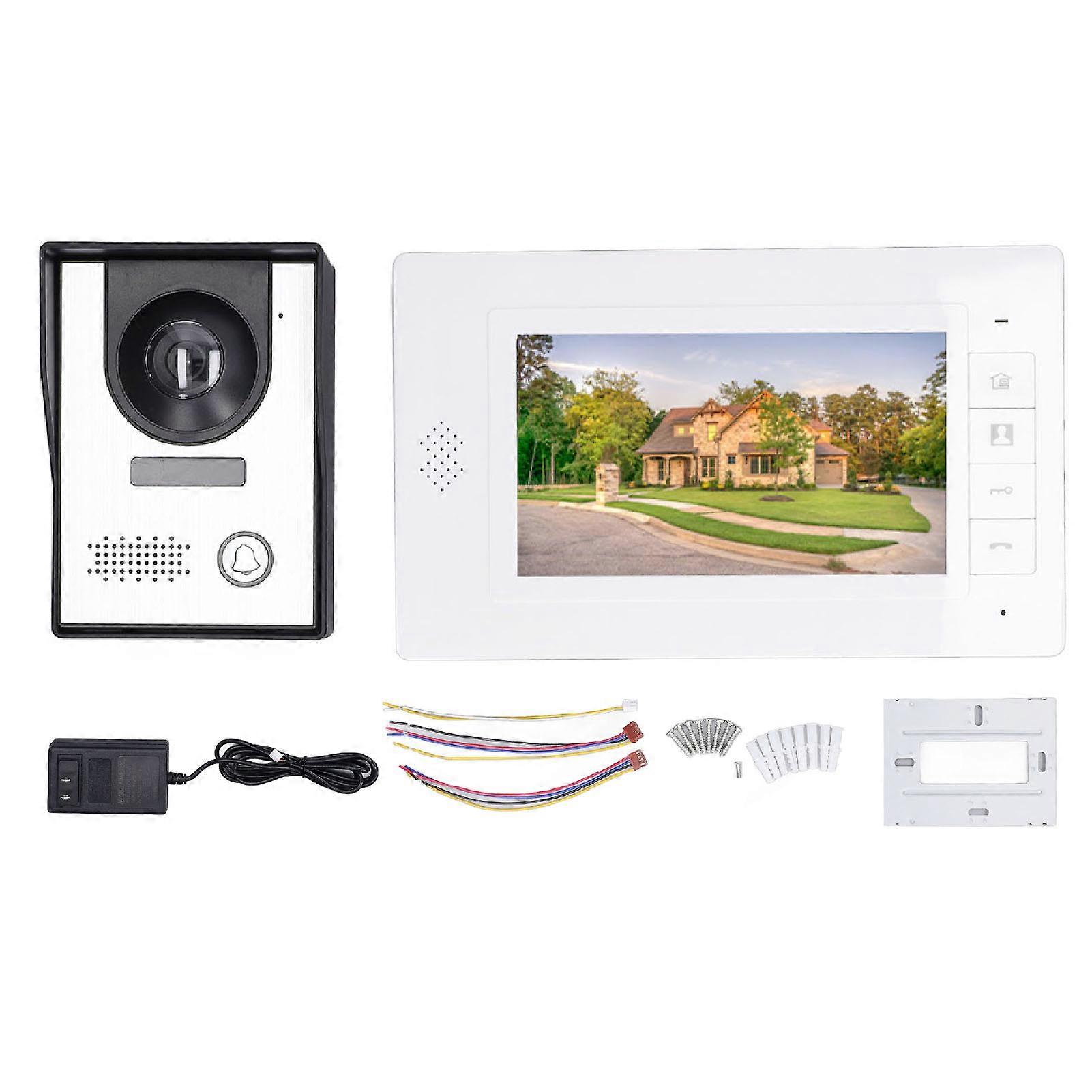 Kit de Campainha de 7 polegadas Toque Brilho Volume Ajustável Sistema de Vídeo Porteiro Multifuncional 110-240V US Plug