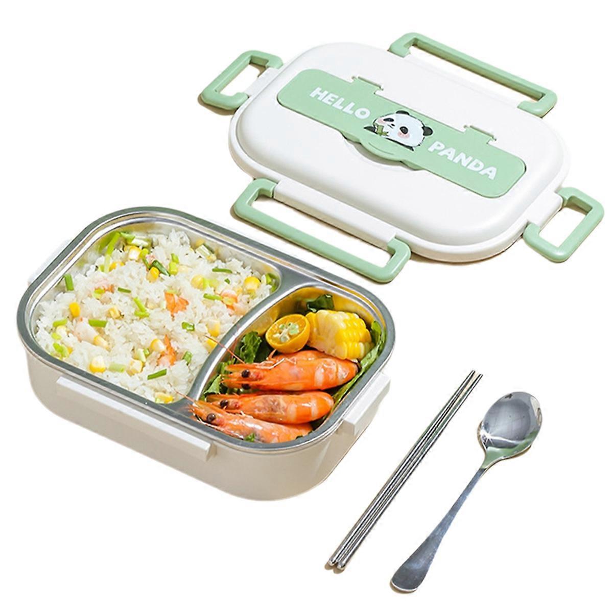 Stainless Steel Insulated Lunch Box Microwave Safe 2 Compartments Insulated Lunch Box with Cutlery S