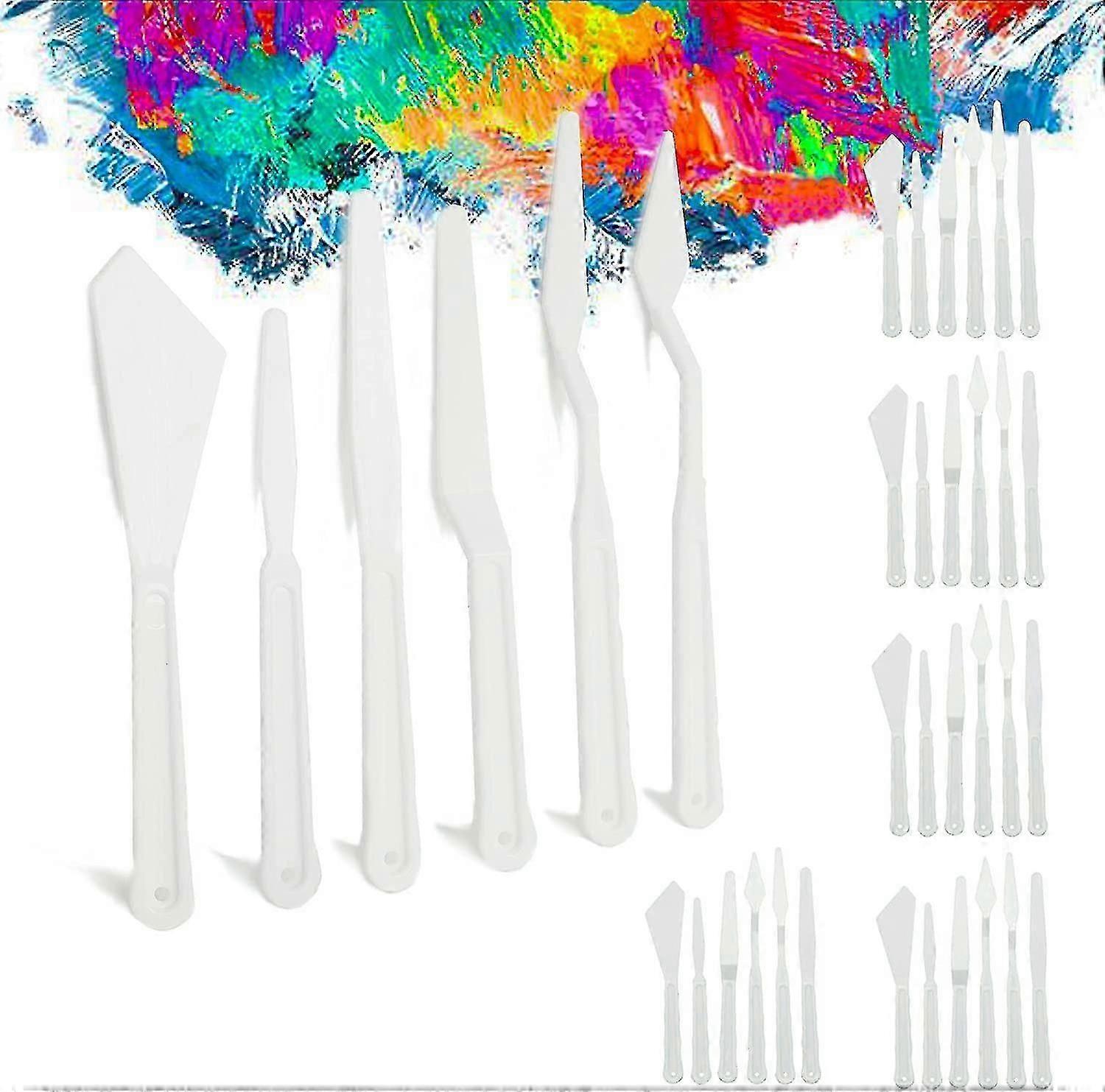 Plastic Spatula Palette Knives Set 30pcs(5 Pack),  Painting Knife For Mixing, Spreading, Scratching, Layering Colors, Thin And Flexible Art Tools For