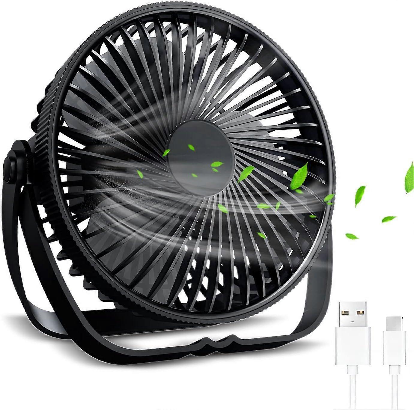 Desk Fan, Portable 360 Rotation 6" Desk Fan, 3 Speeds, Table & Wall Mounted & Hanging Fan