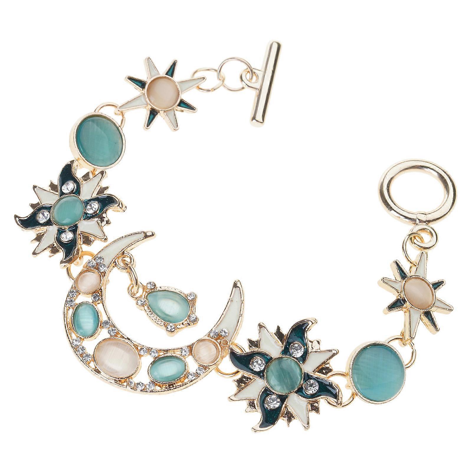Elegant Sun Moon Star Shape Bracelet Featuring Natural Rhinestones Opal in Bohemian Style for Daily Wear Dates Parties