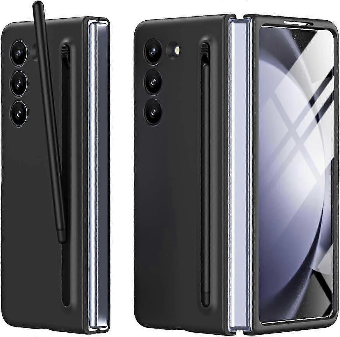 For Samsung Galaxy Z Fold 6 Case with S Pen & S Pen Holder, Z Fold 6 Case Anti-Slip Matte Protective Case with Screen Protector Film