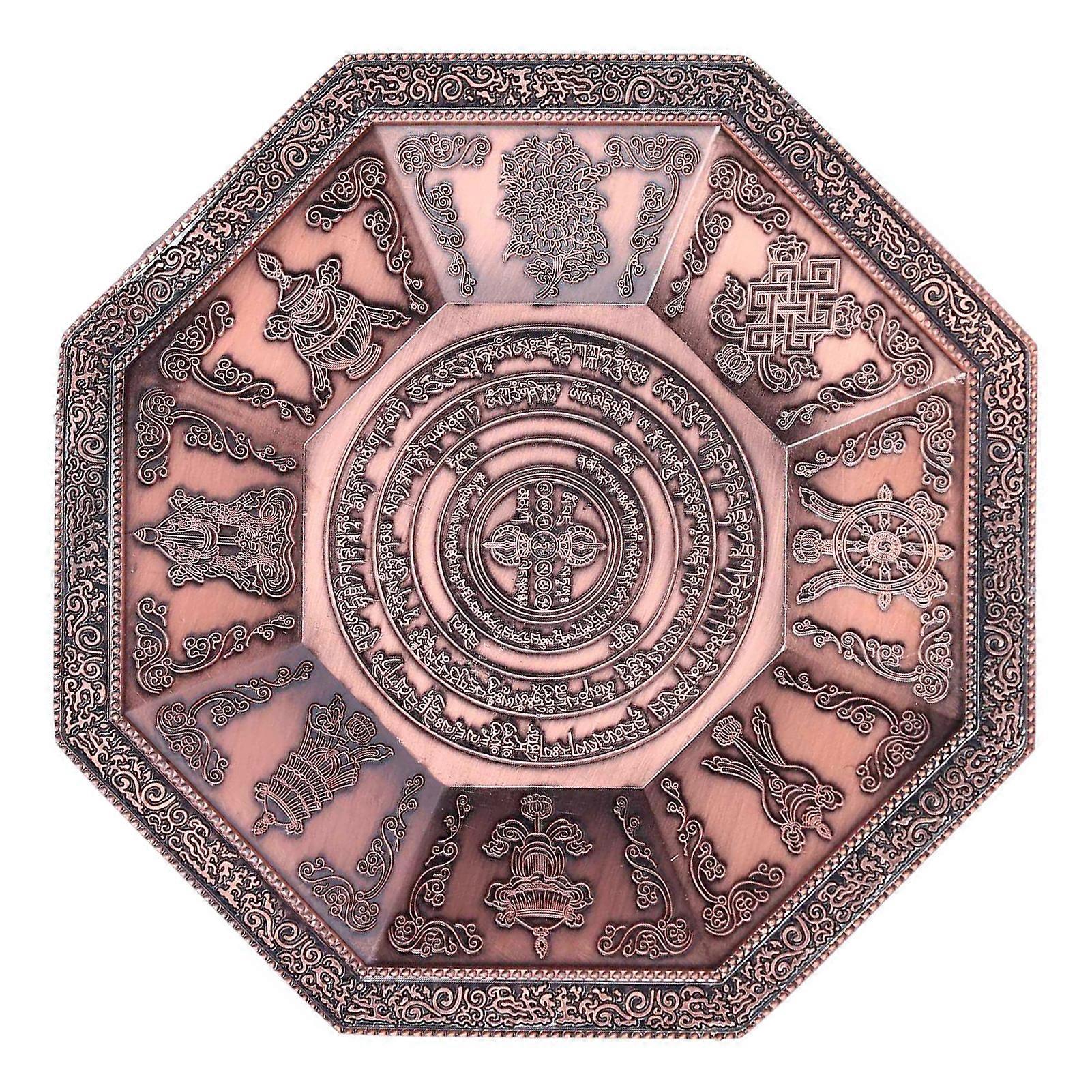 Octagonal Burning Tray Scriptures 8 Auspicious Symbols Fire Sacrificial Dish Buddhist Supply