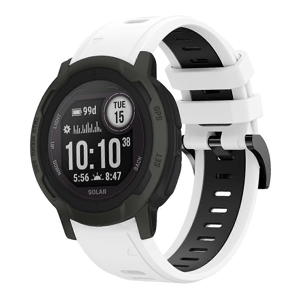Para correa de reloj de silicona deportiva bicolor Garmin Instinct 2 de 22 mm