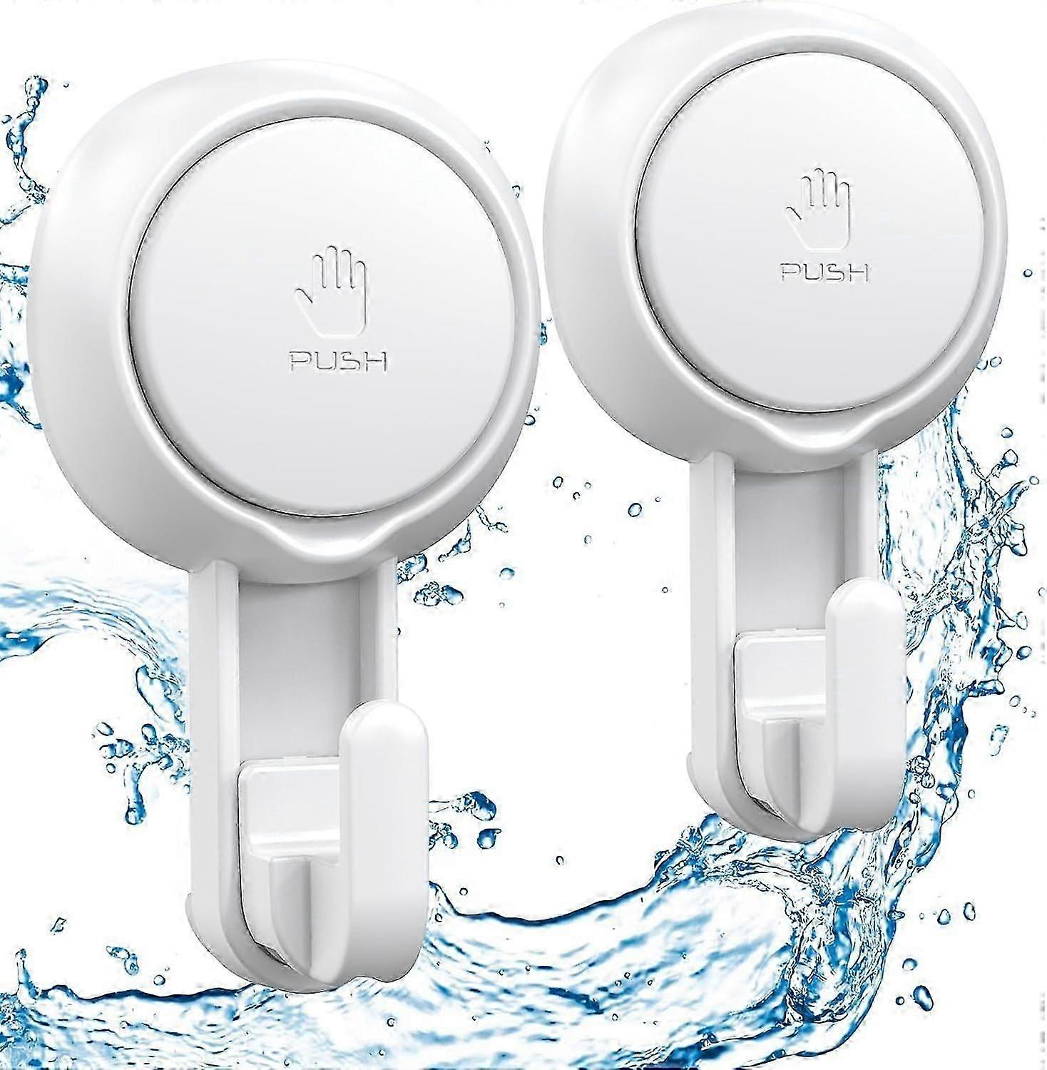 Powerful Vacuum Suction Cup Hooks- Heavy Duty Shower Hooks Waterproof Suction Hanger for Bathroom Kitchen Removable and Reusable Hooks (2 Pack)