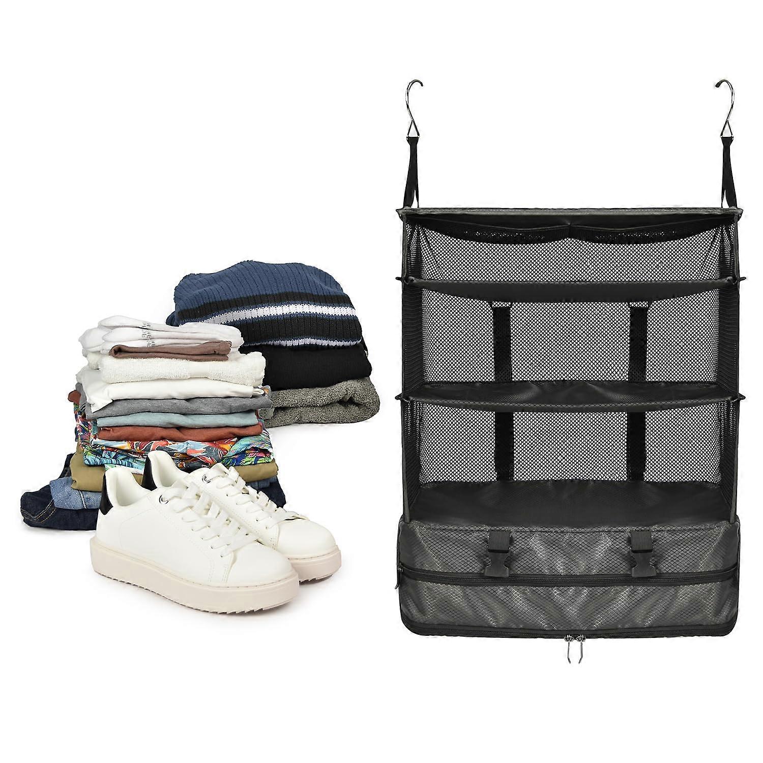 Expandable Suitcase Organizer with SpaceSaving Compression, Design QuickHang Hooks