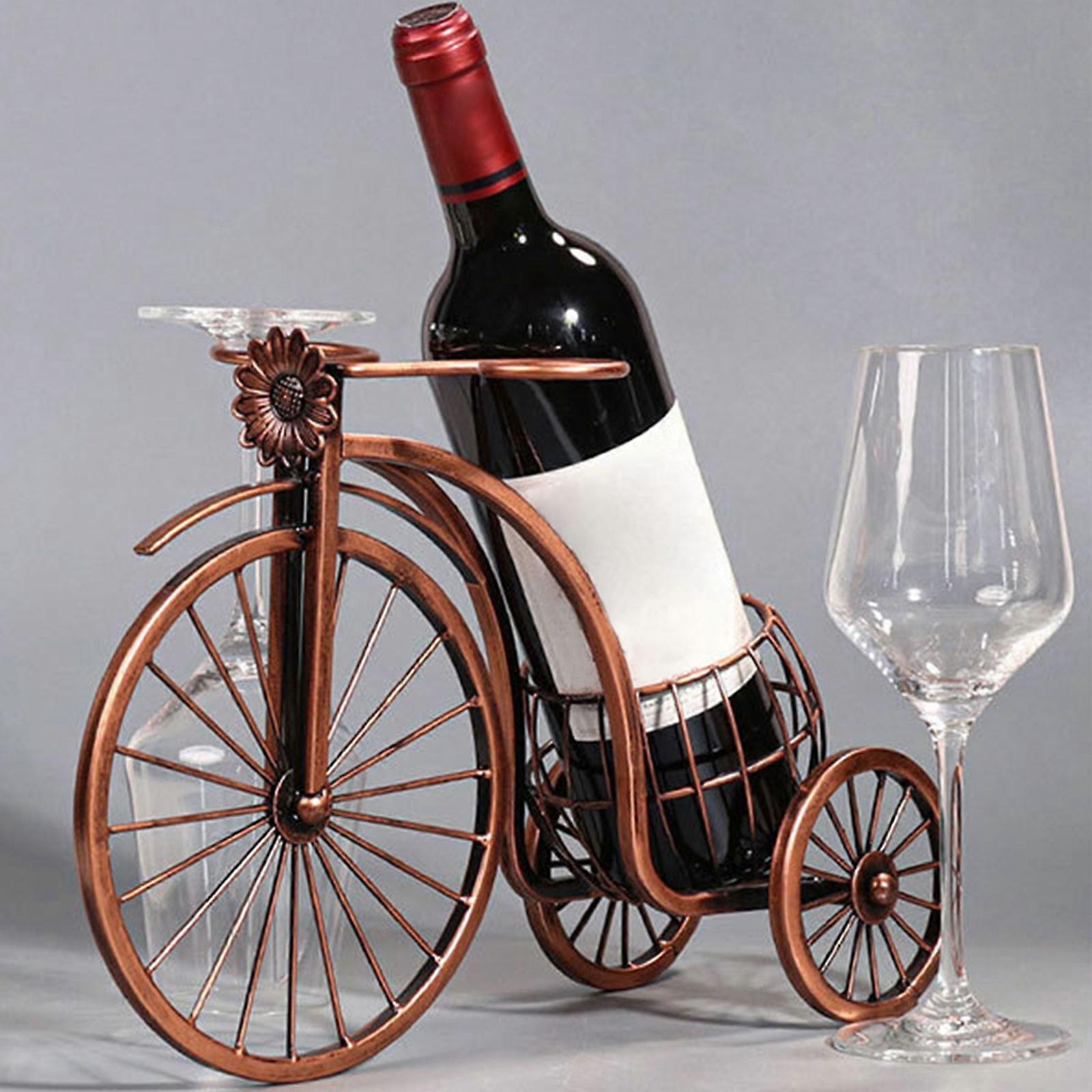 3-wheeled Car Shape Wine Rack Wine Bottle Holder Metal Iron Material for Countertop Desktop Display Single Bottle Holder Multicolor