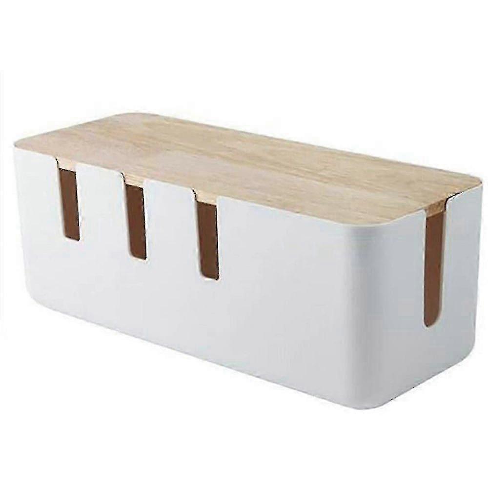 Cable Management Box Wood Cover Cable Organizer Compatible With Tv, Computer, Phone
