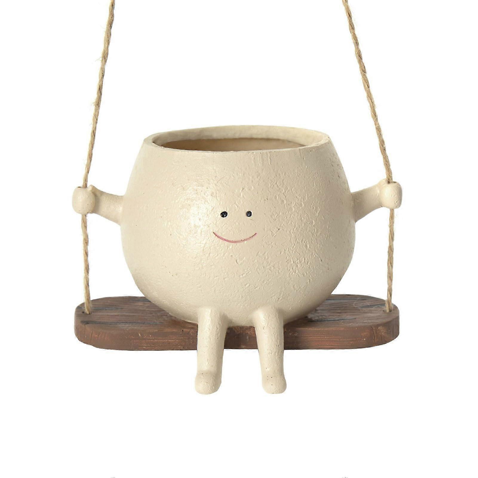 Hanging Planter with Swing Face, Cute Resin Head Planter for Indoor Outdoor Succulents, Flower Pot Decoration