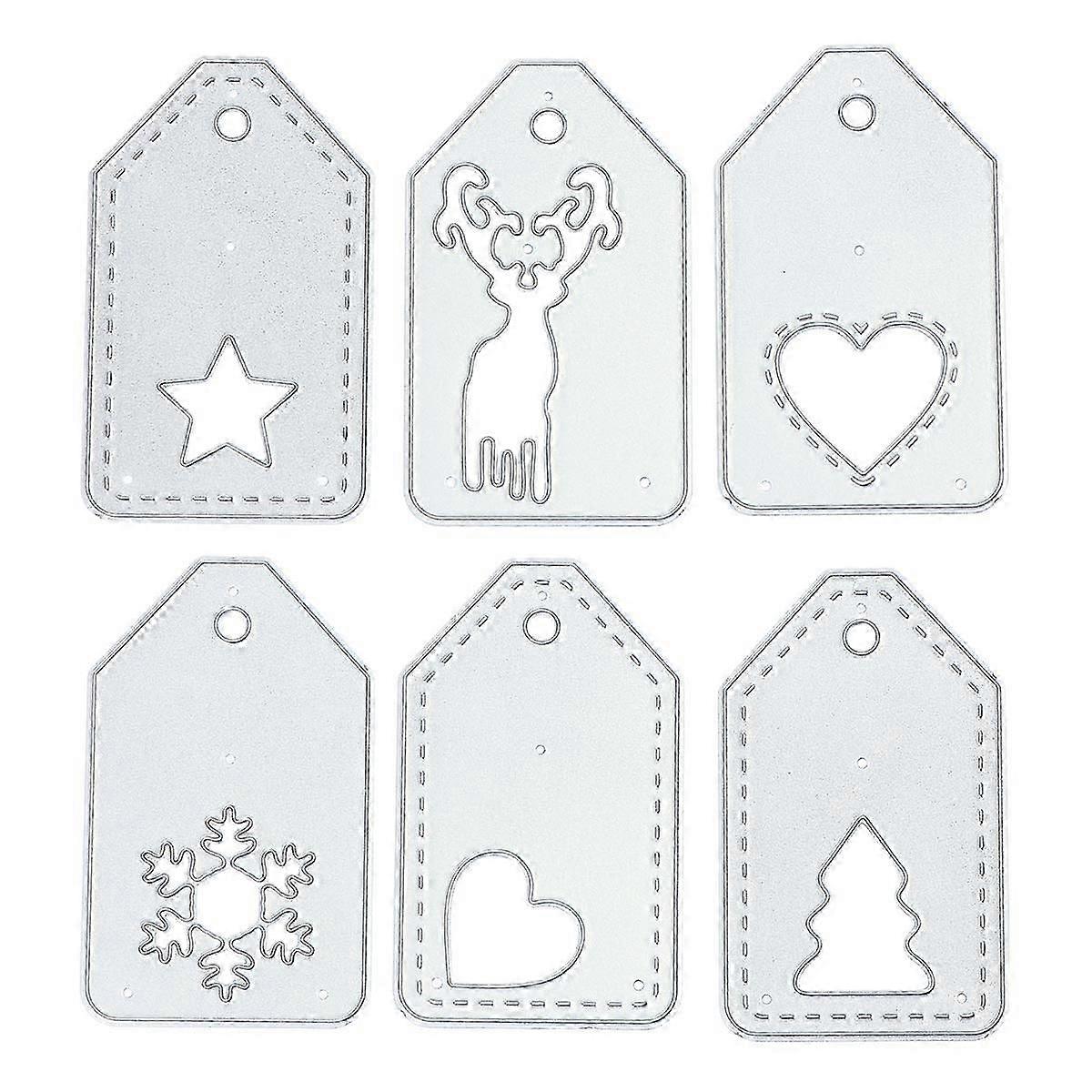 6 ks/sada kovových šablón Vianočný stromček Vysekané vianočné kovové šablóny Remeslo Sada výsekov Denník Sada oceľových šablón