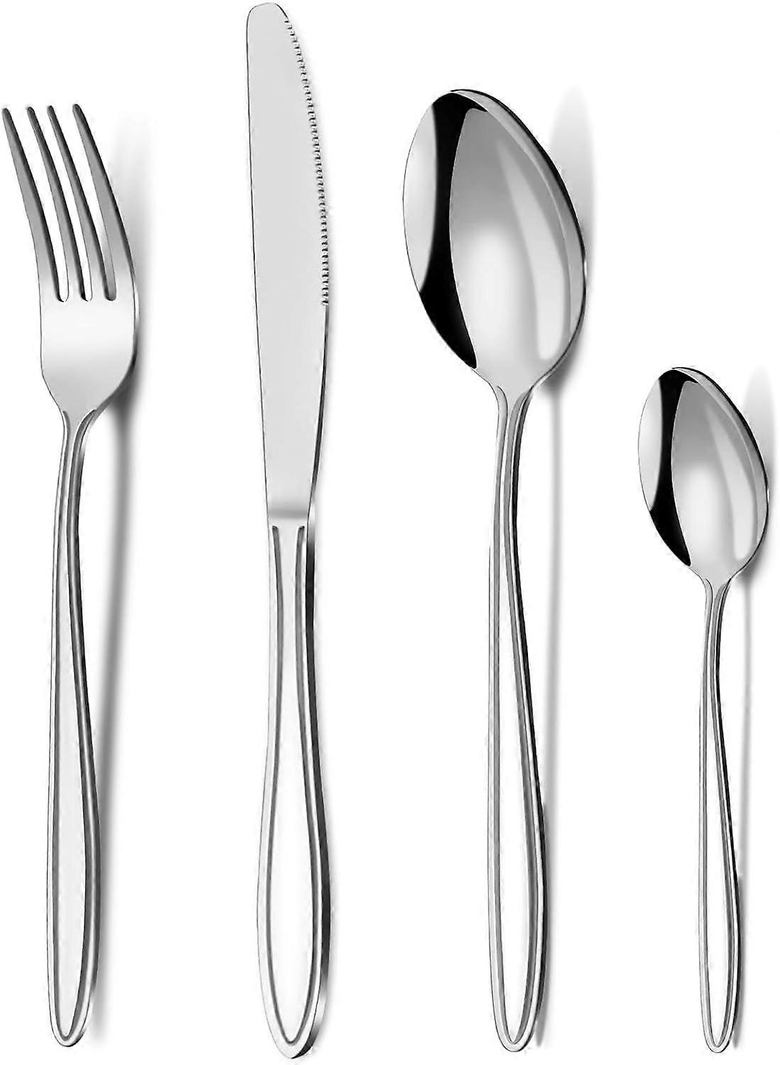 Set di posate per 4 persone, 24 pz - Set di posate in acciaio inox, lucidato a specchio. Set di posate con cucchiaio, coltello e forchetta.