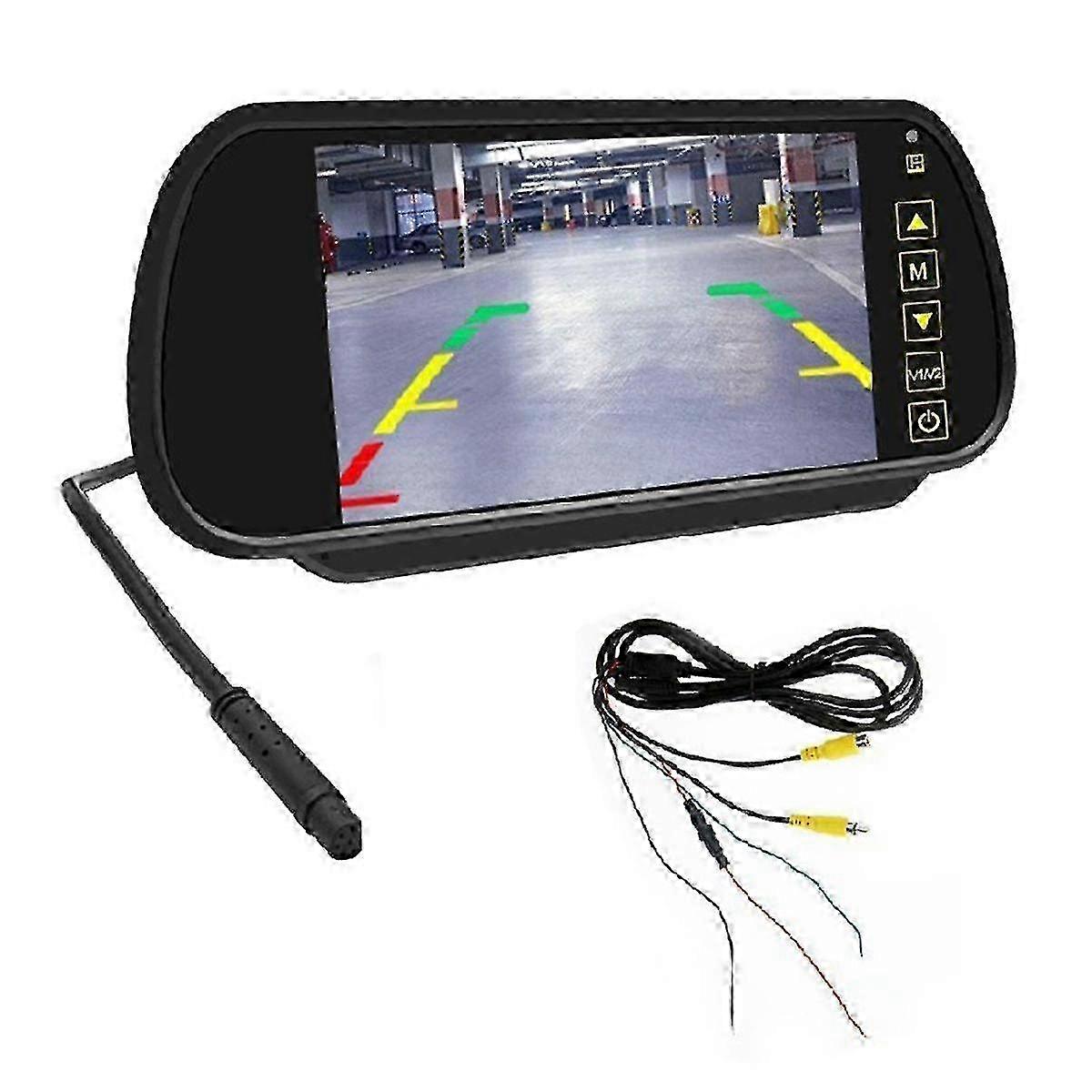 2025 7 Inch Car LCD Mirror Monitor Parking Screen 2 AV Input Auto Display Assist for Rear View Reversing Camera