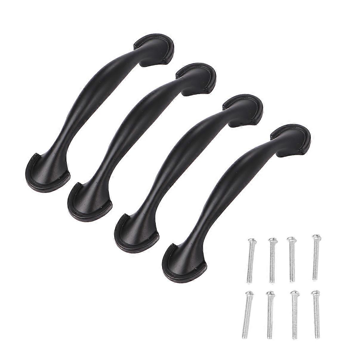 4pcs Retro Style Black Cabinet Handles for Wardrobe & Drawer   Durable Door Pulls with Screws, Easy Installation for Home Use