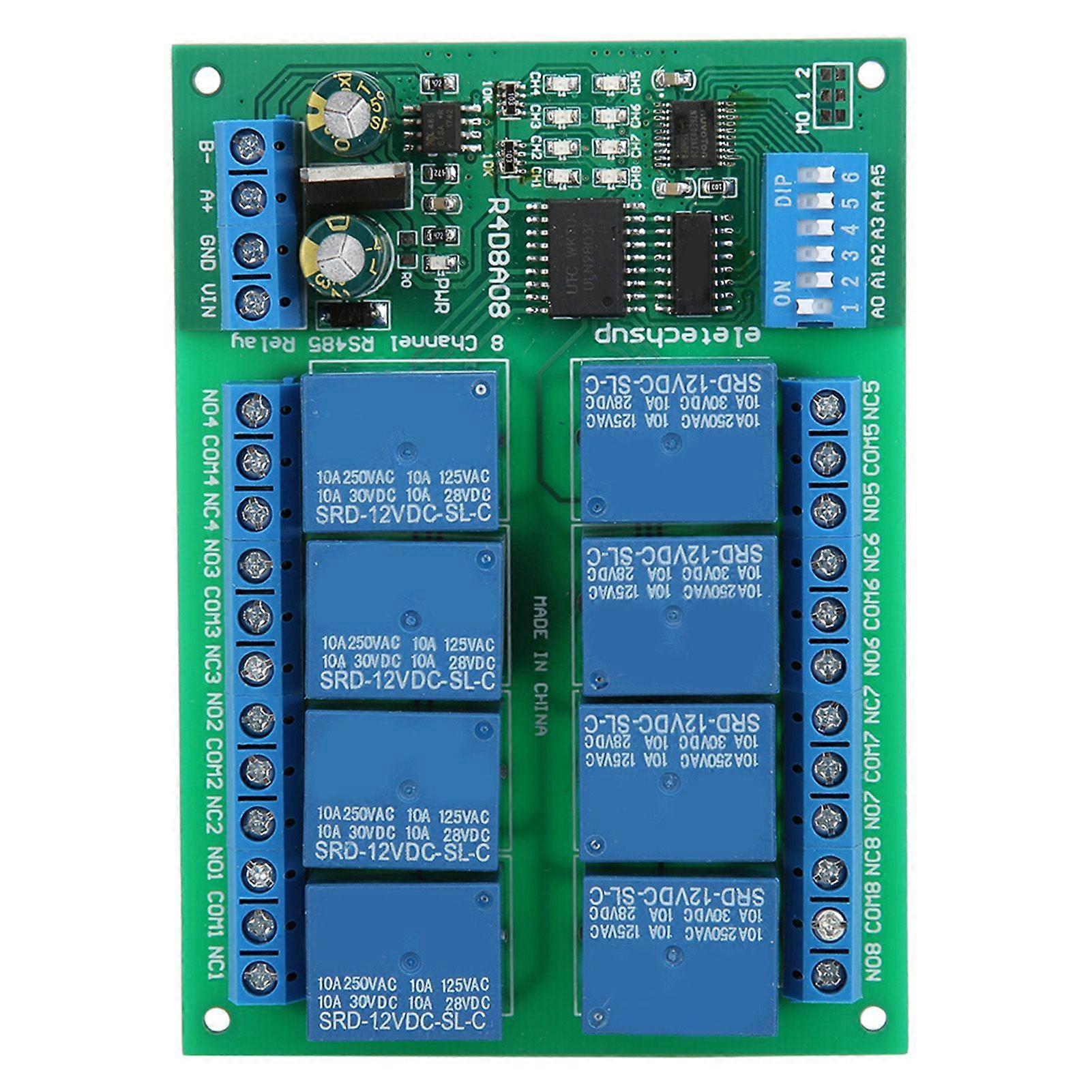 High quality  12V 8-channel RS485 relay Modbus RTU protocol remote control PLC