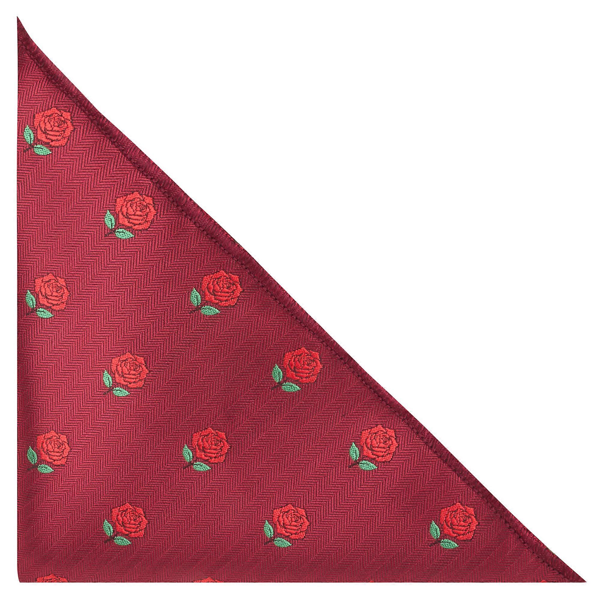 Burgundy Red Rose Herringbone Pocket Square