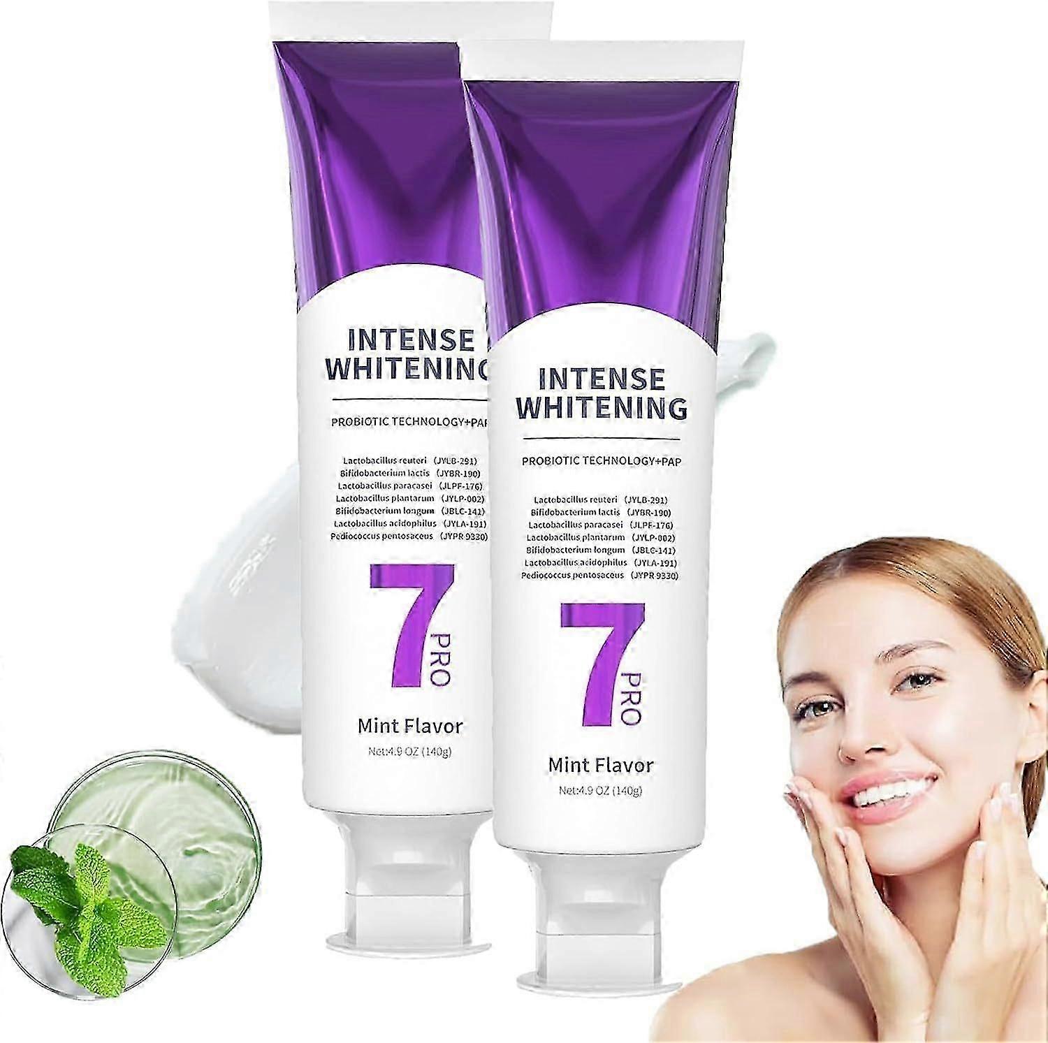 2pcs 7-pro Intensive Toothpaste,upgrade Natural Whitening Mint For Deep Stain Remover