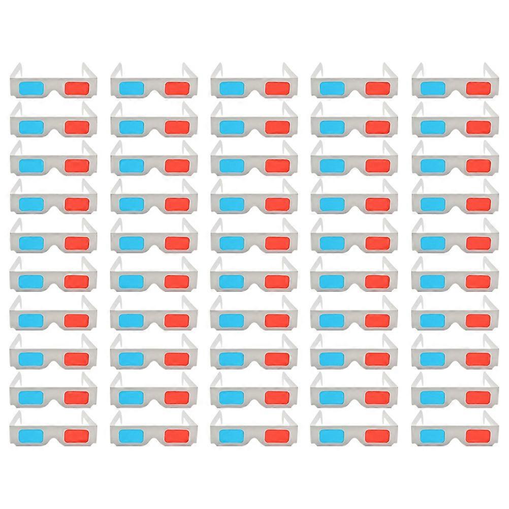50pcs Red Blue Anaglyph Cardboard Glasses for Movies, Games, DVDs – Lightweight, Portable, Travel Friendly Design