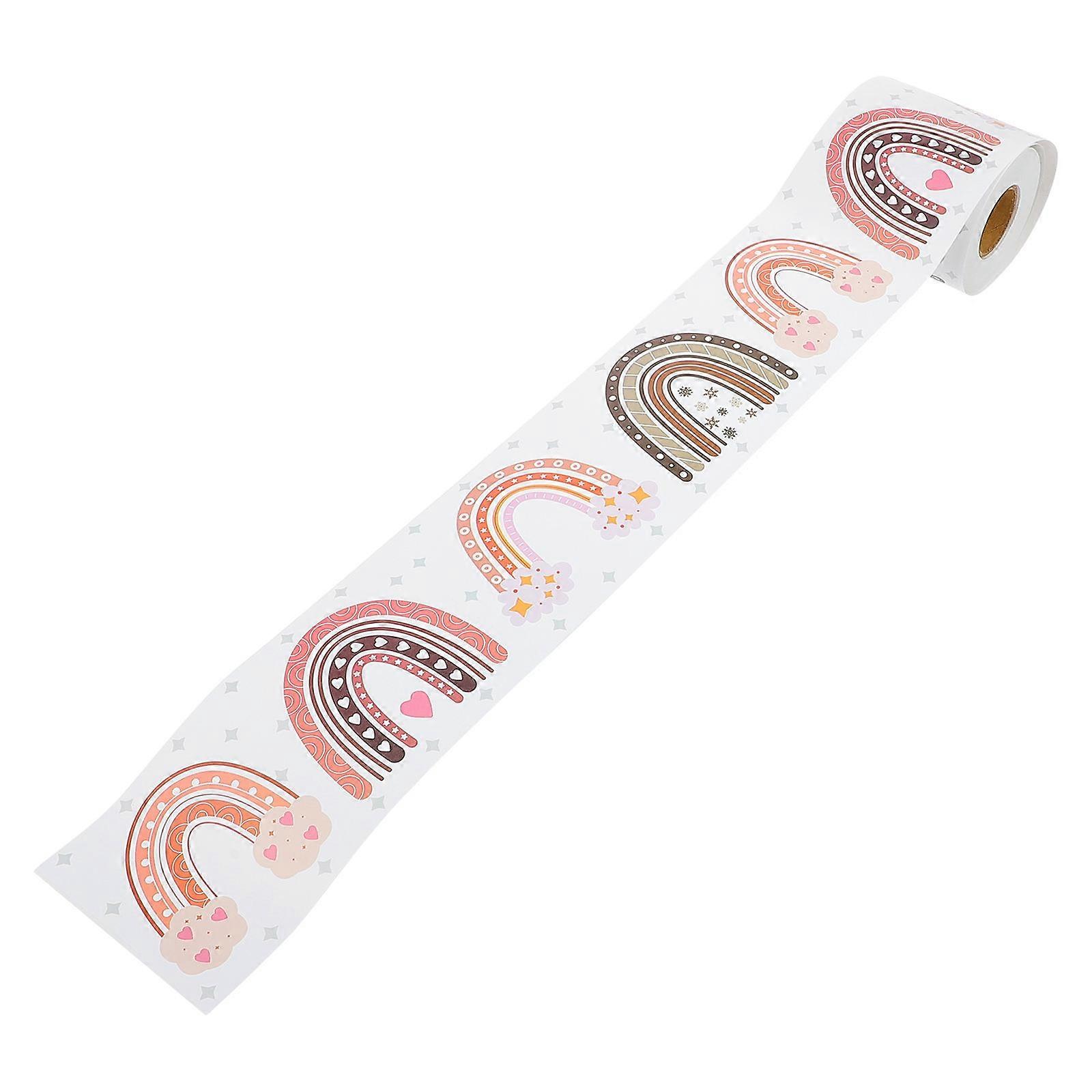 Solid Color Borders Classroom Bulletin Rainbow Sticker Chic Border for Lockers Assorted Color 7.6X7.6CM Bulletin Board Enhancement 1 Roll