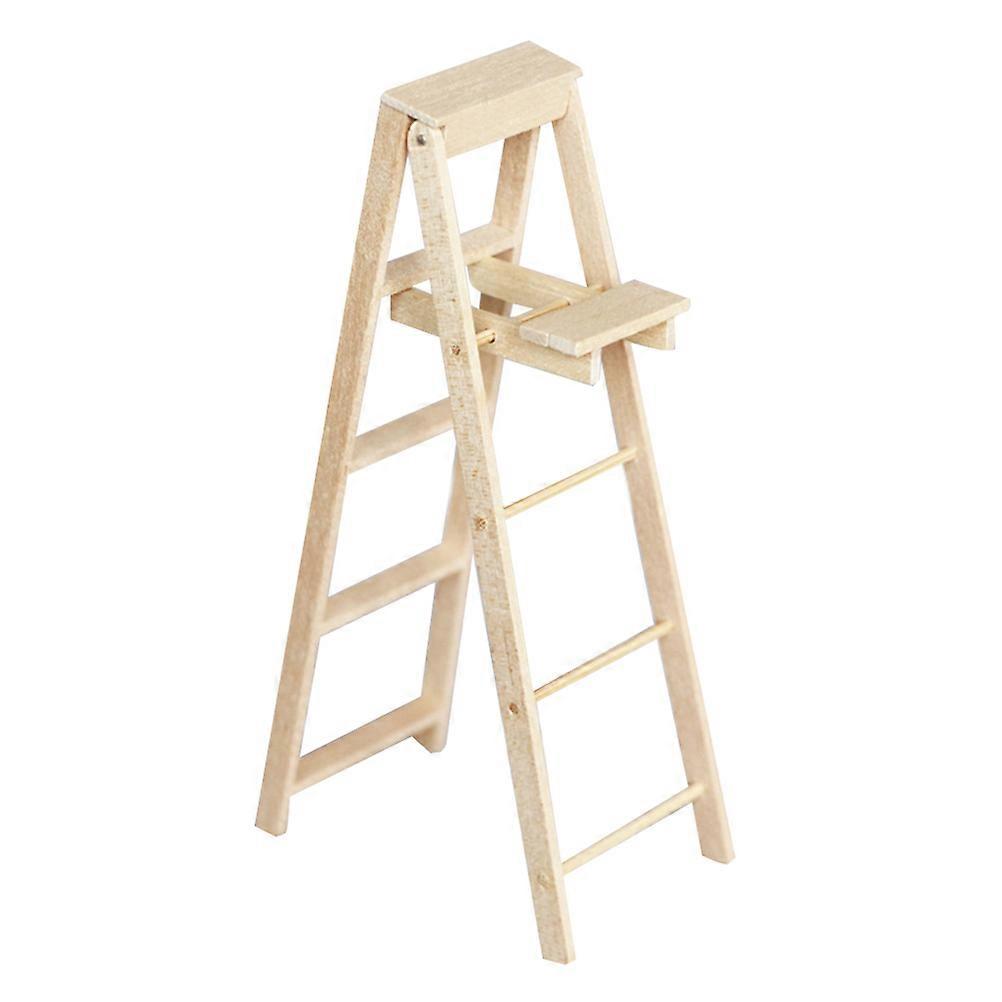 Wooden Miniature Ladder Decor Dollhouse Furniture Model Safe Lightweight Accessory for Mini House Fairy Tale