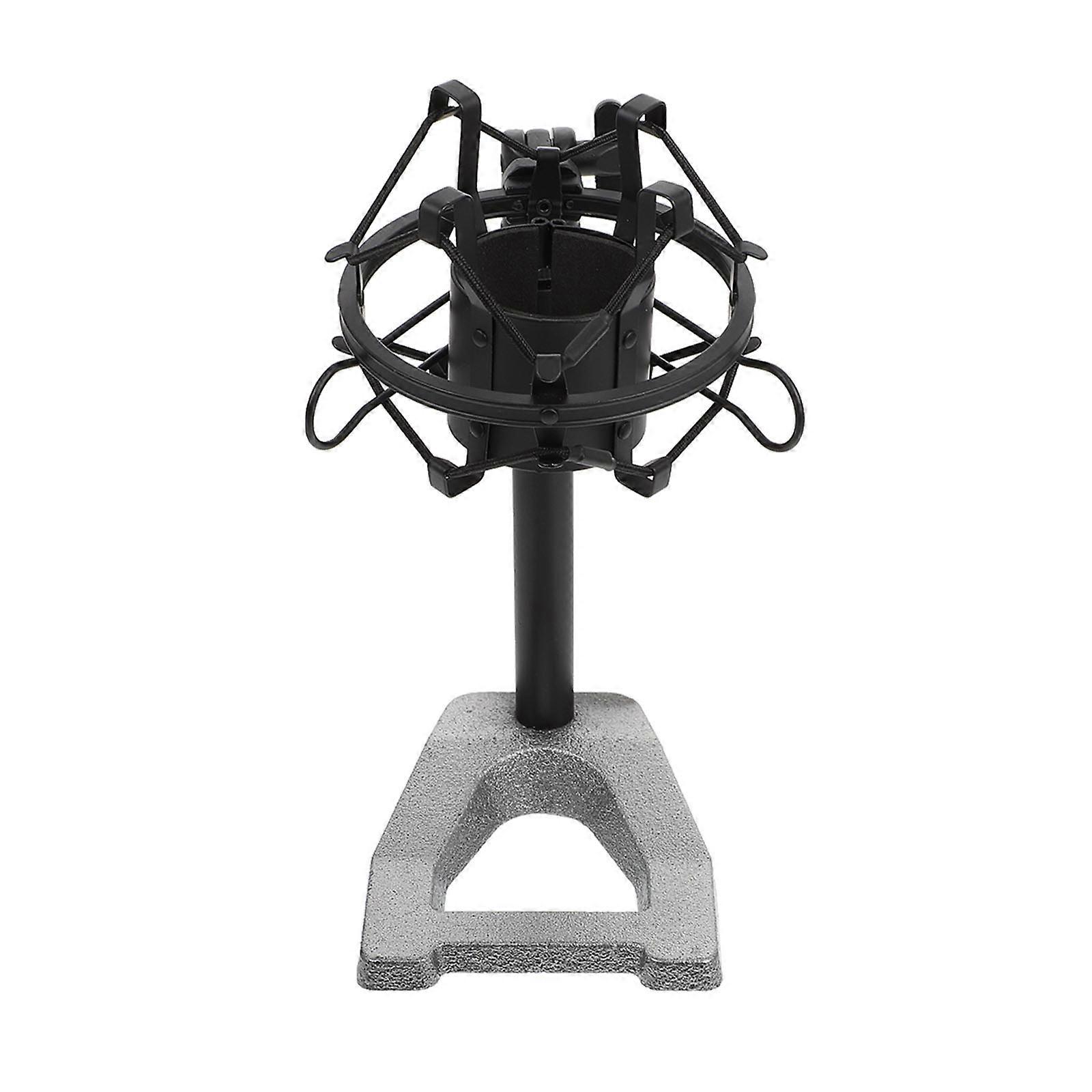 Adjustable Microphone Stand with Boom Arm Shock Mount for Speech Recording, Compact Design for Podcasting, Online Gaming, and Voice Work Black