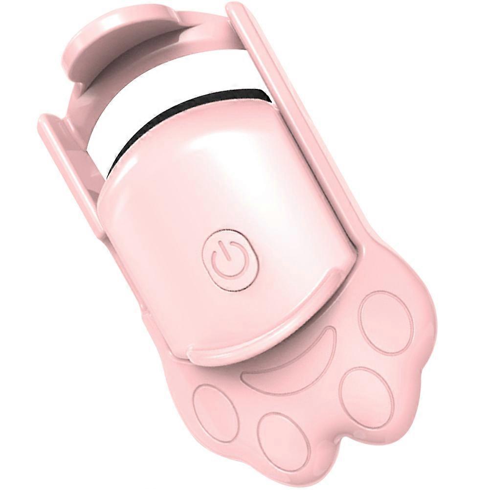 Eyelash Curler Claw Pattern Heating Curling Perming Pink 8.3x4.9cm 1Pack