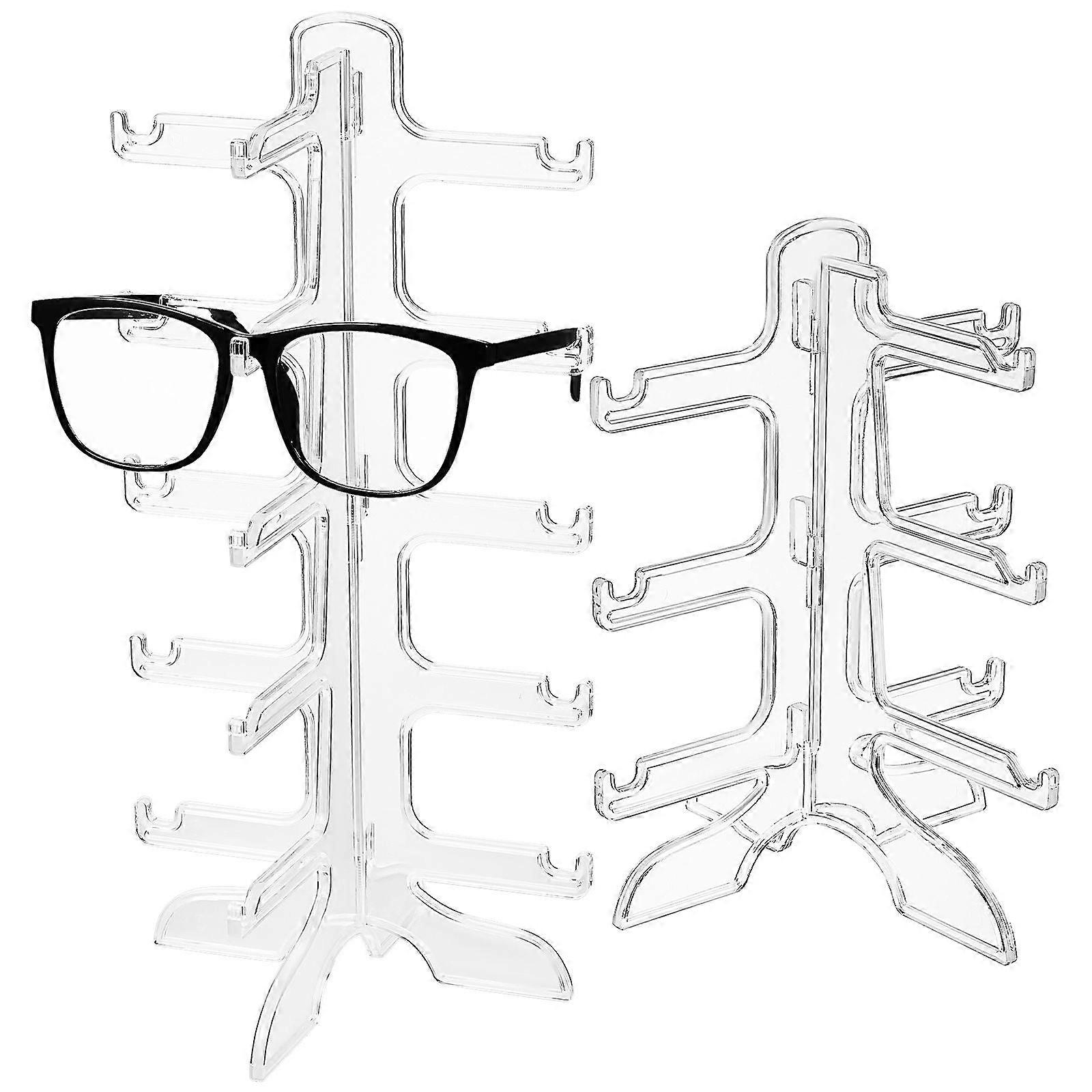 Glasses Racks Sunglasses Frame Shelves Transparent Color Eyewear Collection Easy to Install Large Capacity 2Pcs