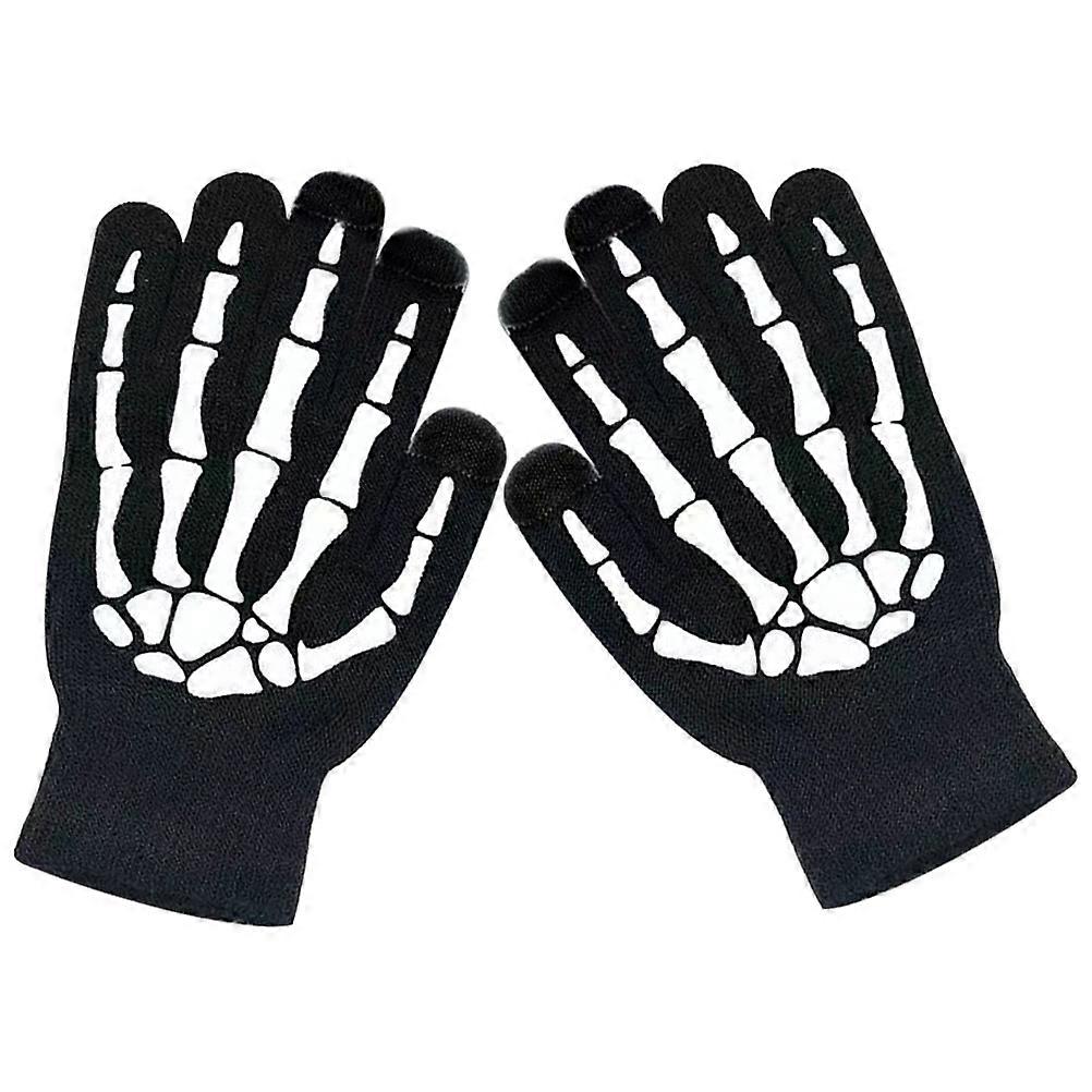 Bone Gloves Gothic Design Halloween Party Stylish Gloves Touchscreen Compatible 1Pair