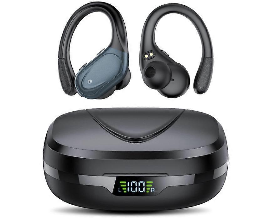 Wireless Earbuds, Bluetooth 5.3 Headphones, 60Hrs Playback HD Stereo Audio LED Display, Built-in Mic, Type-C, for Sports(Black)