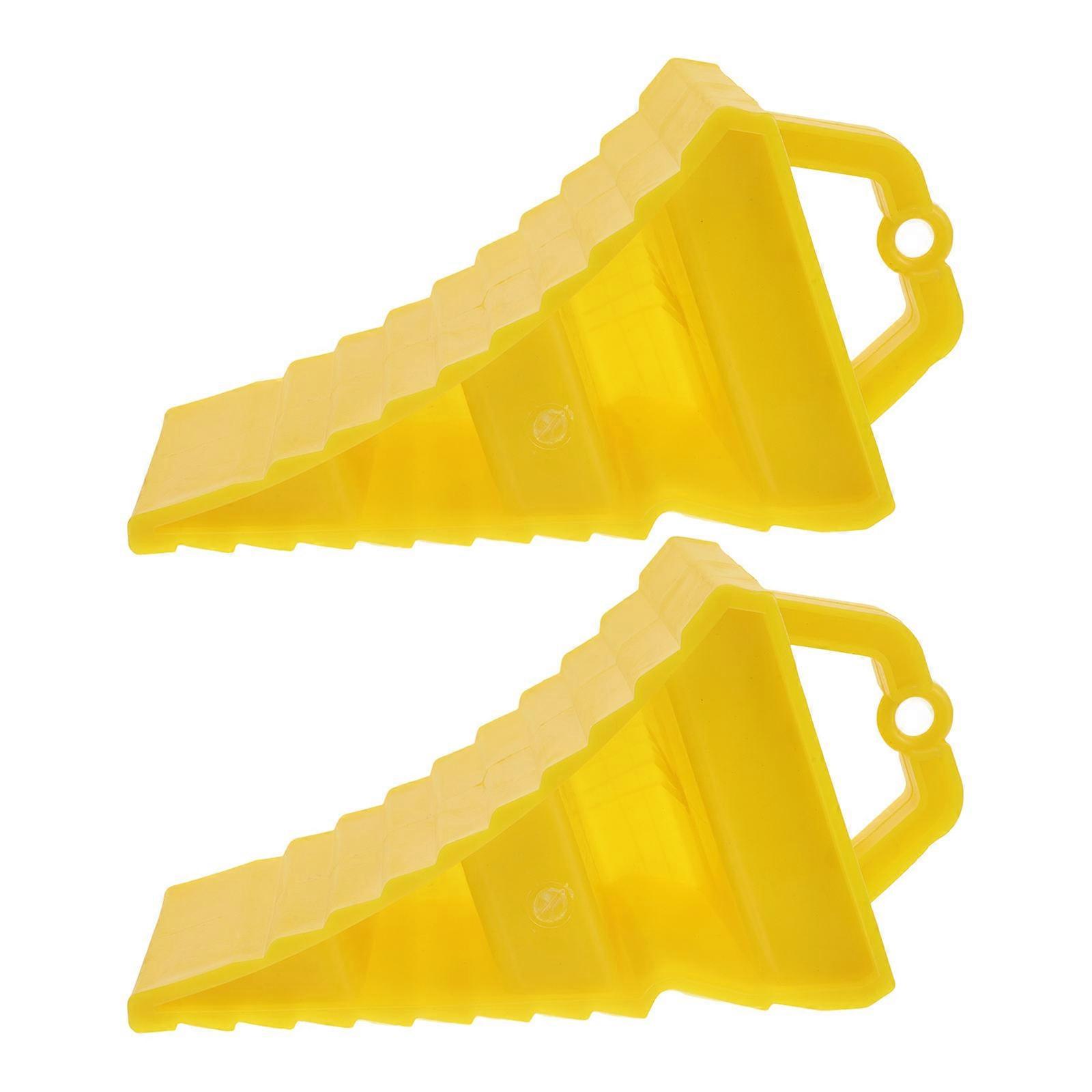 Wheel Chocks Heavy Duty 2 Pack Slip Wedge for Cars Trucks RVs Trailers Portable Design Handles Enhanced Safety Inclines