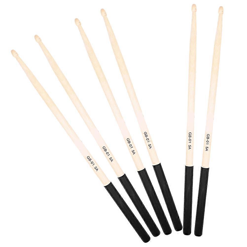 Musical Drumstick Practical Drum Stick Maple Wood Drumsticks for Various Drum Types 3Pairs