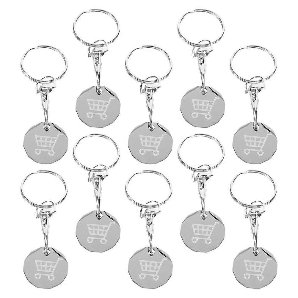 Stainless Steel Trolley Keychain Tokens for Shopping Cart Unlocking Easy Attach Removable Key Ring Pendants for Supermarkets