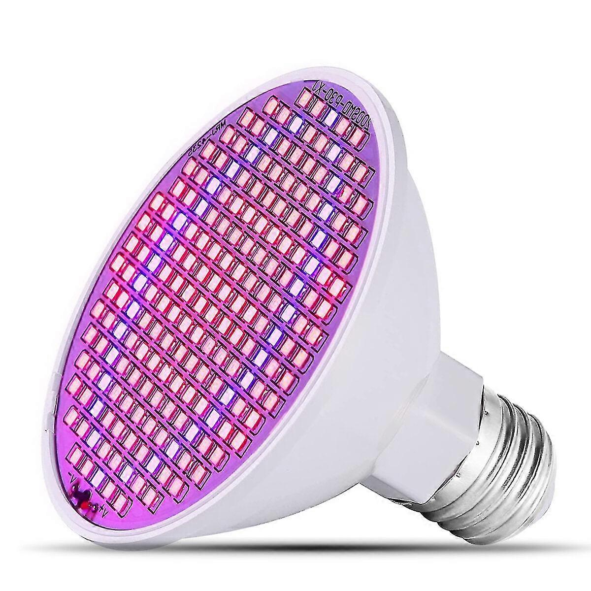 20W LED Grow Light Bulb with 200 LEDs, E27 Base Suitable for Indoor Plants, Vegetables, Greenhouses, and Hydroponic Systems