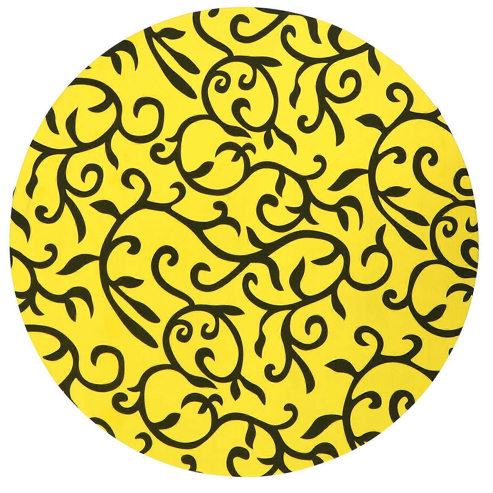 Round Tablecloth Print Printed Stretch Table Cover for Hotel Staff Yellow 80x80cm Water Absorption 1Set