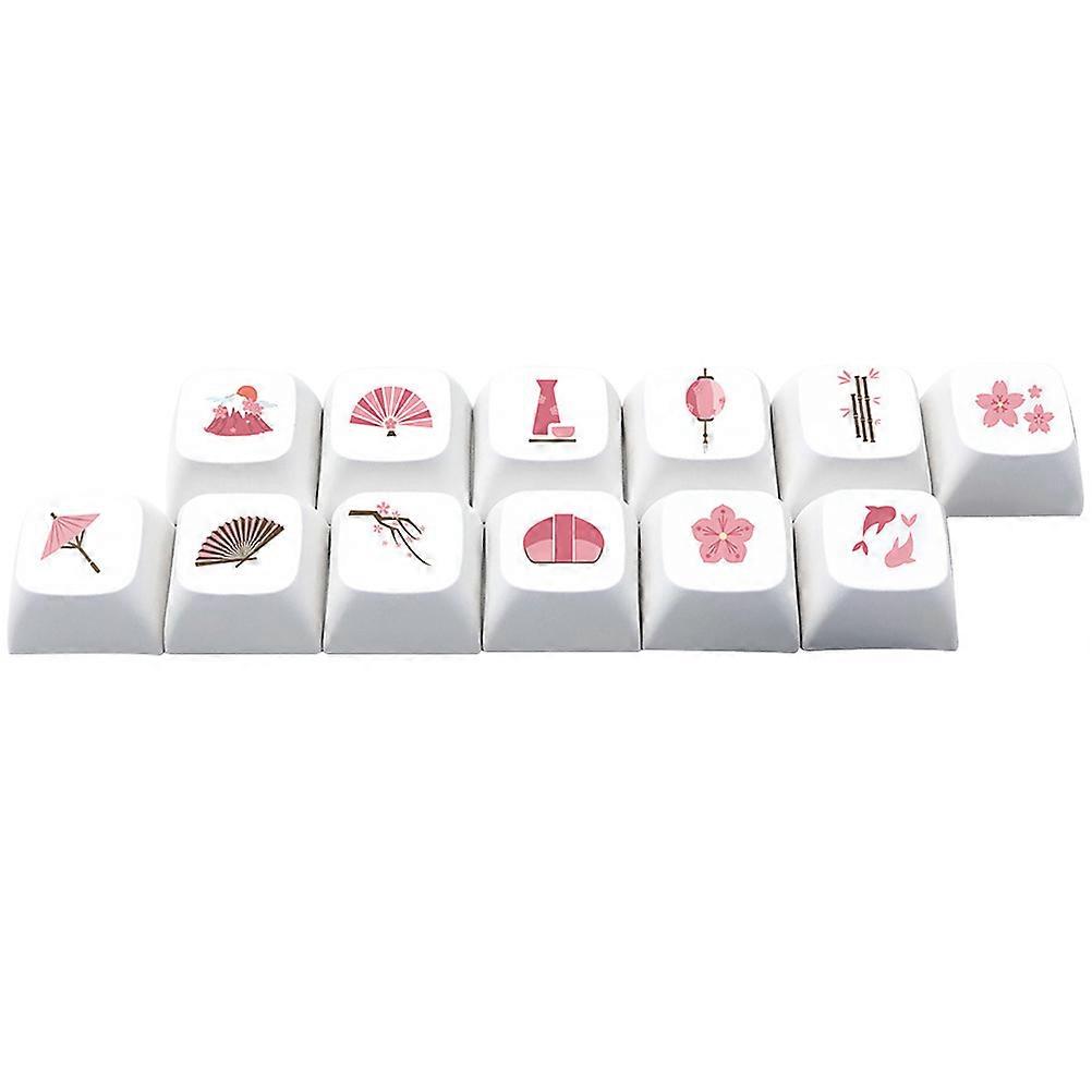 12pcs Embossed Keycaps for Mechanical Keyboards, Thermal Sublimation Cherry Profile, Ergonomic Height Design, Durable Honey Milk Style for Gaming
