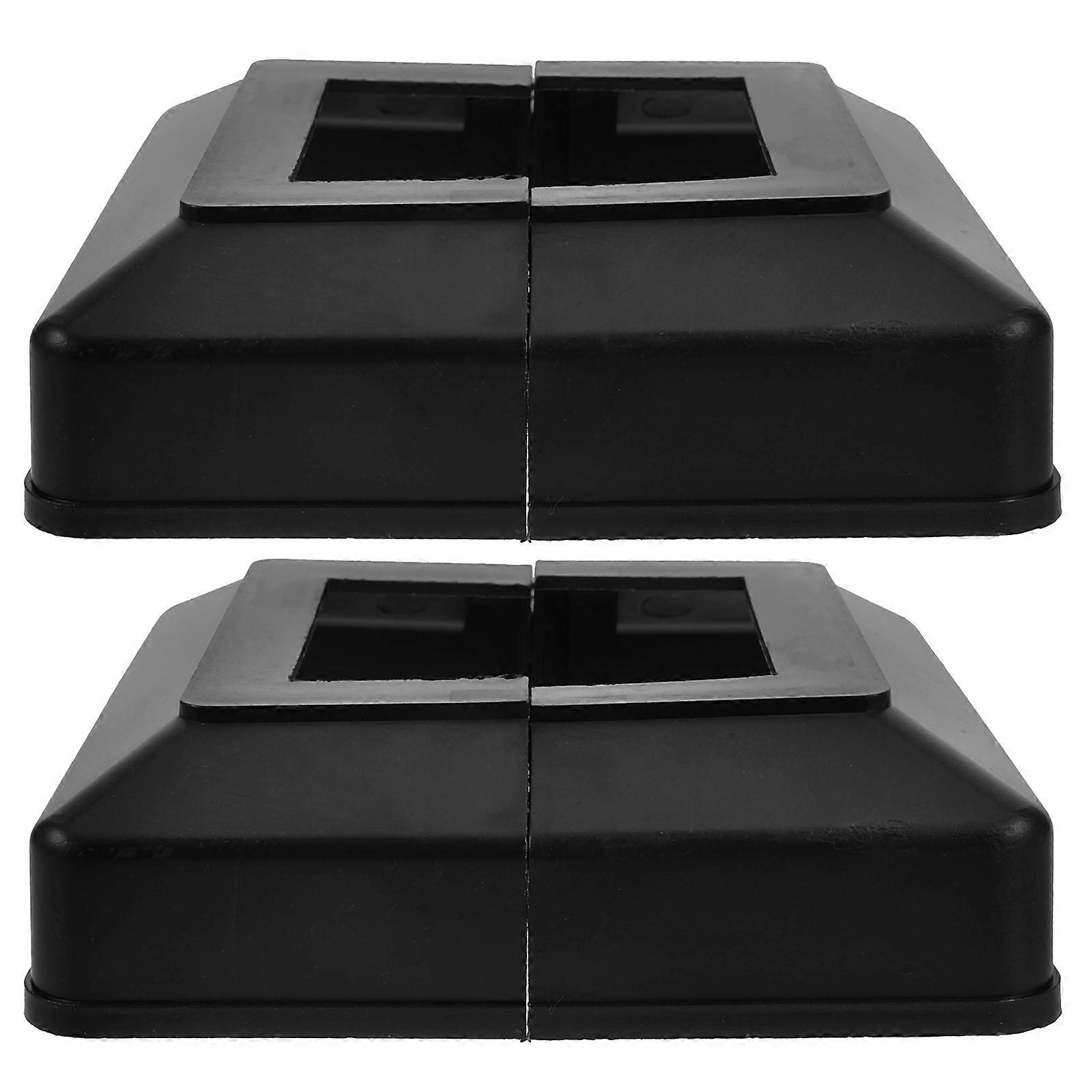 Split Style Post Base Column Wrap For Porch Railing Fence Post Sleeve Black 12.50X12.50X3.20CM Anti-Slip 2Pcs