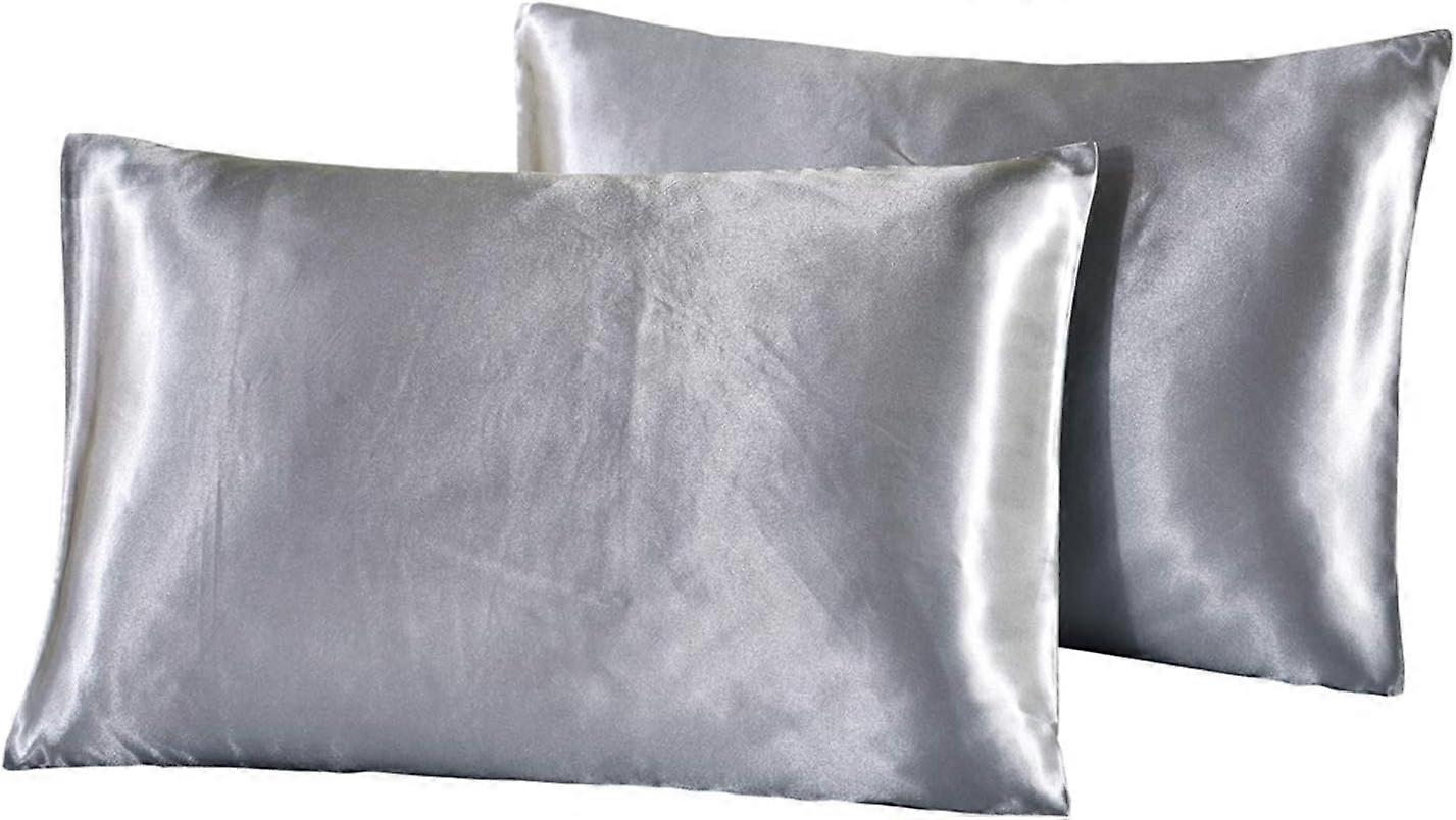 2-pack pillowcases 50 x 75 cm standard size - Extra soft smooth fiber pillowcases for hair and skin, envelope closure, silver gray