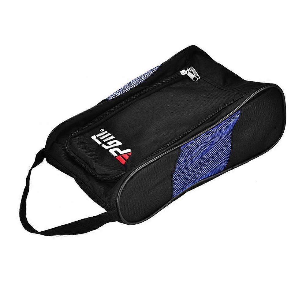 Golf Shoe Bag - Portable Double Zipper Organizer, Breathable Tote for Golf Shoes in Black and Blue, Travel-Friendly Design