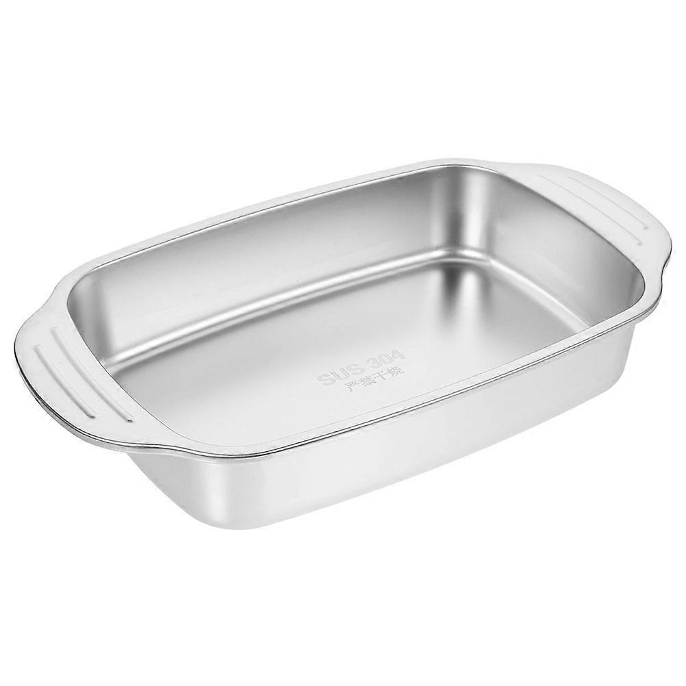 Roasting Fish Tray Portable Roasting Pan Silver Color Metal Roasting Pan For Home Use 1Set