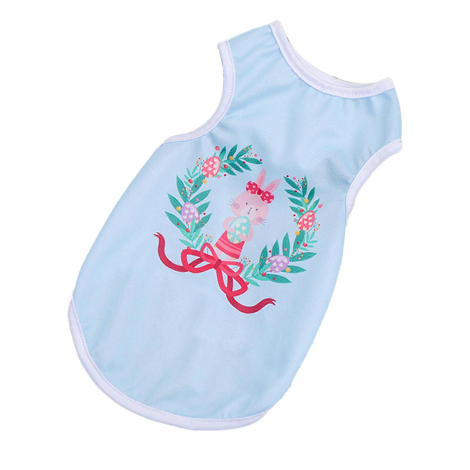 Dog Summer Cloth Polyester Soft Breathable Cartoon Multifunctional Dog Shirt for Home Light Blue Rabbit XL