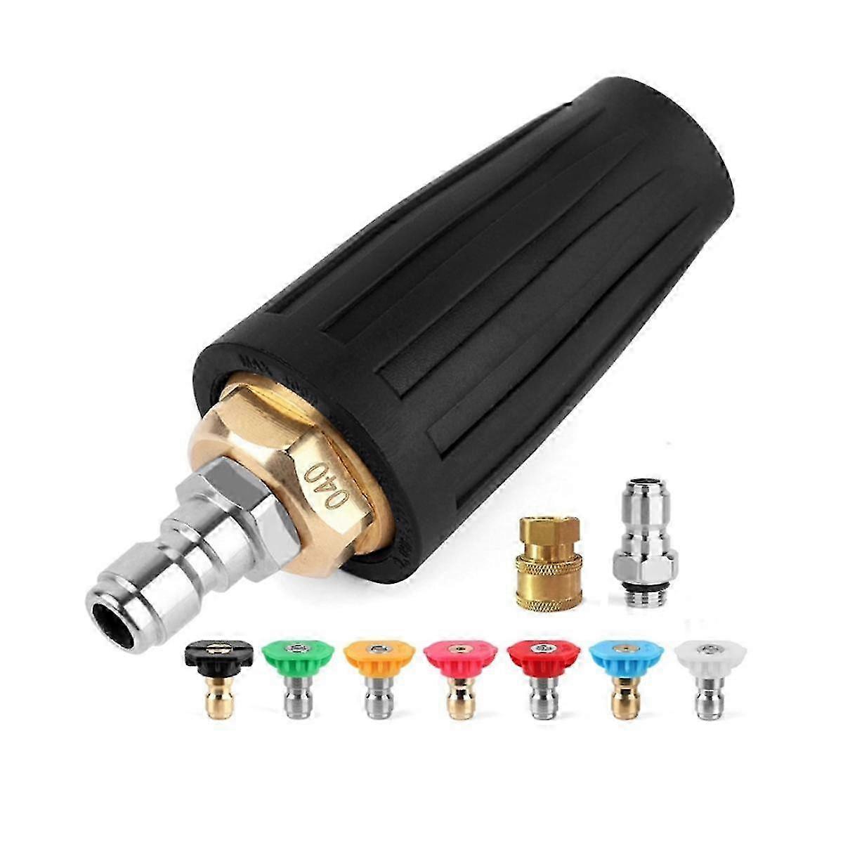 Rotating Turbo Nozzle for Pressure Washer with Quick Connect 1/4In + 3/8In, 7 Power Options