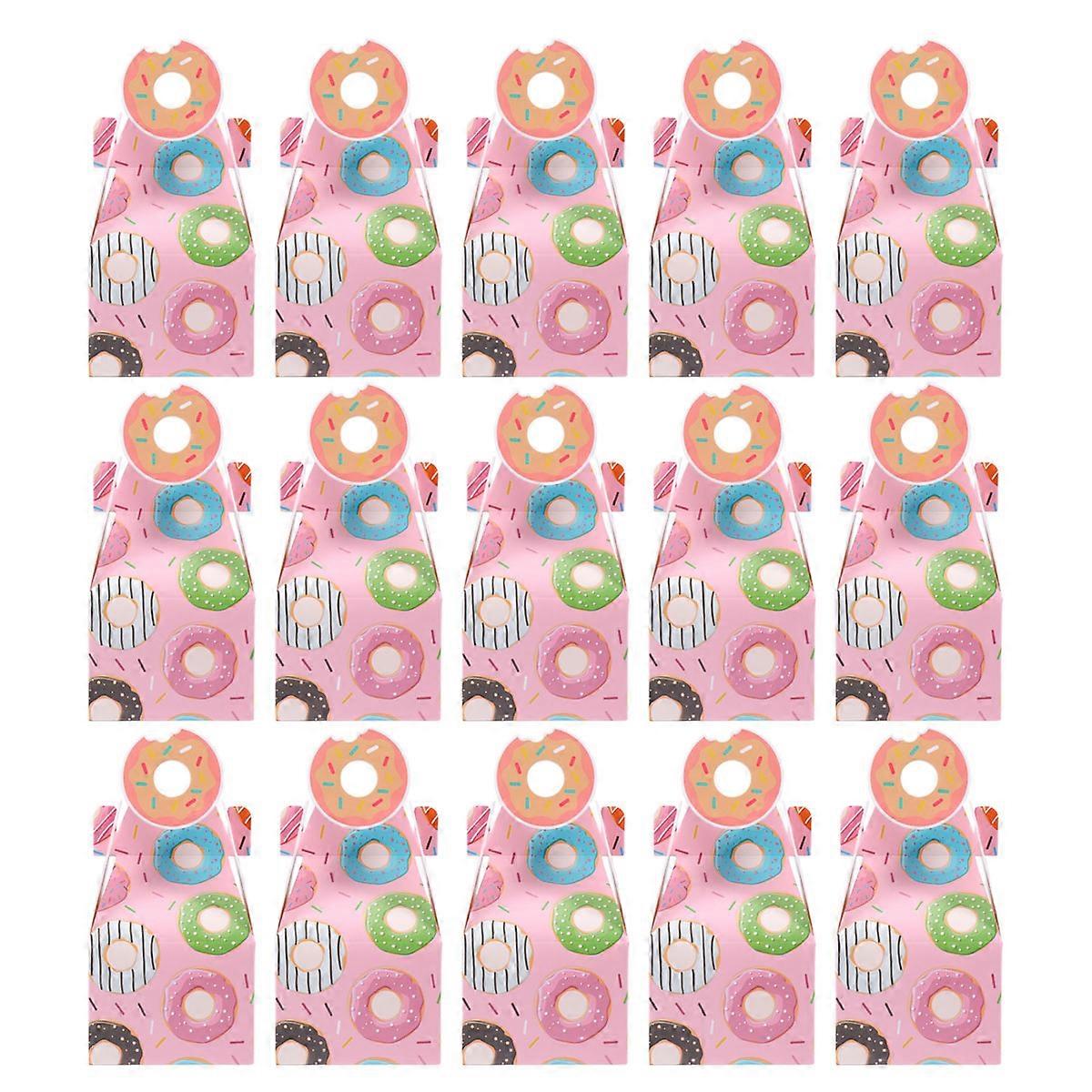 Box for Donut Gift Packing and Storage Round Top with Handle Pink 50Pcs/Set
