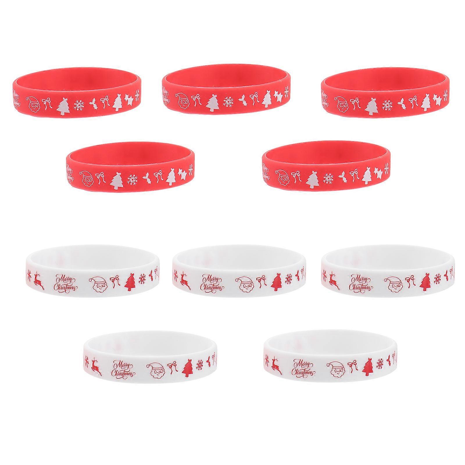 Decorative Bracelets Christmas Party Wristbands Red Design 10Pcs