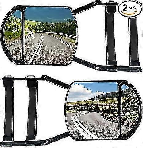 2pcs Universal Clip-on Towing Mirrors Extension Towing Mirror 360 Degree Rotation Adjustable Dual Vi