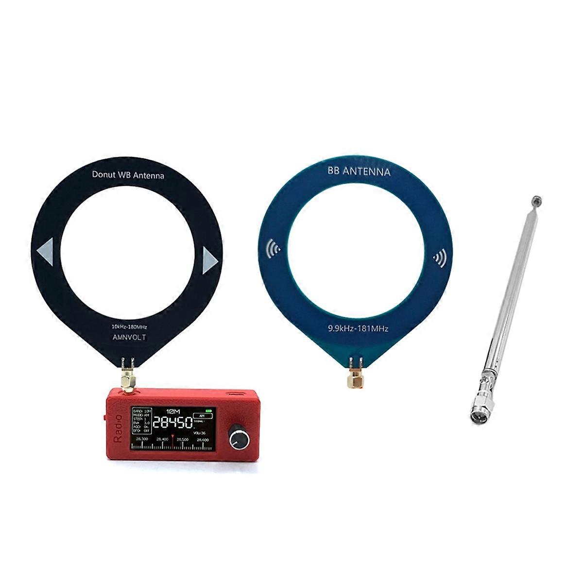 10khz-180mhz Portable Radio 1.9inch IPS Screen Pocket Radio with 2 Antenna All Band Radio Receiver HF SW MW VHF Radio