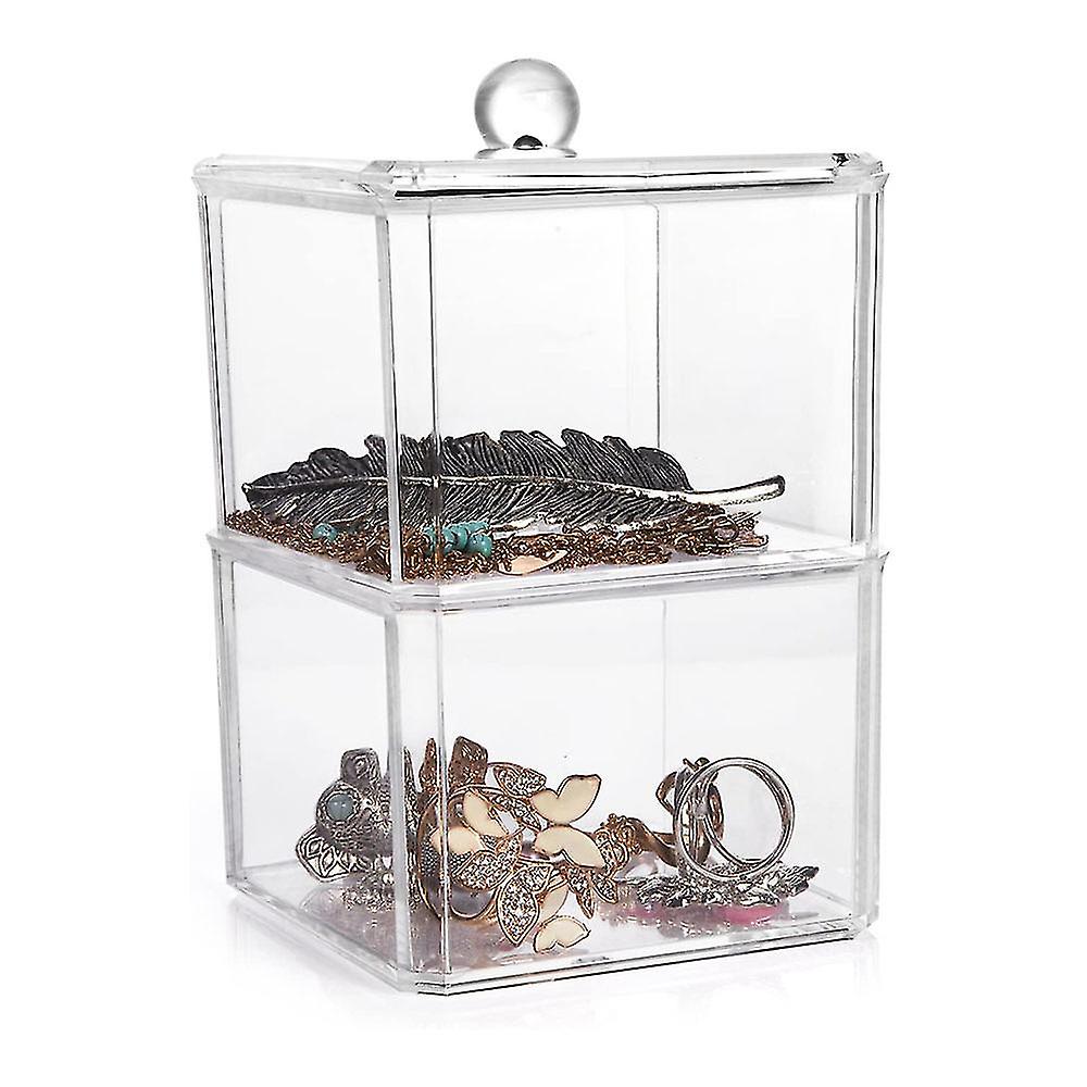 Acrylic Dispenser,square Stackable Sets Cosmetic Container With Cover